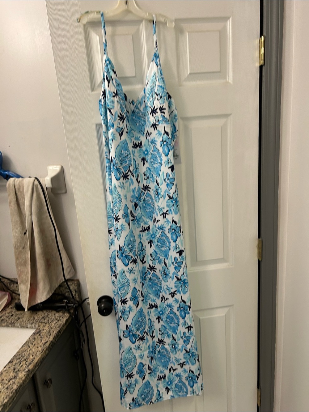NWT LILLY PULITZER maxi  dress with blue prints.